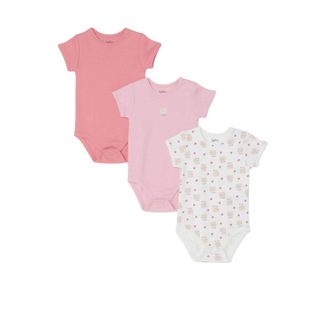 Lot De 3 Bodies Bébé Manches Longues – Body Croisé Coton Bio Esmée, 100% Coton OEKO-TEX, Naissance & 1 Mois