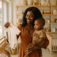 maman et bébé dans une bambinerie bébé une boutique de vetement bebe à Dakar Nounababy