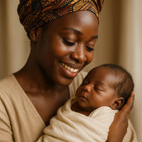 Jeune maman sénégalaise tenant tendrement son bébé à Dakar, image illustrant la parentalité locale