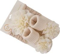 Ensemble bandeau et chaussettes antidérapantes bébé beige NounaBaby Dakar