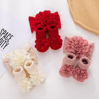Ensemble bandeau et chaussettes antidérapantes bébé beige rouge rose NounaBaby Dakar