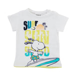 Garçon en t-shirt blanc snoopy surf Dakar
