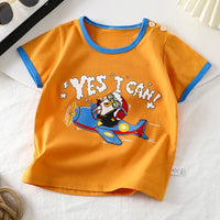 T-shirt bébé orange avec pingouin aviateur, coton confortable