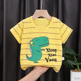 T-shirt jaune bébé avec dinosaure vert – habits bébé Dakar