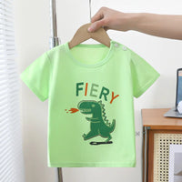T-shirt bébé vert motif dinosaure “FIERY” – 100 % coton Bambinerie Dakar