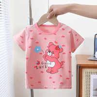 T-shirt rose pour bébé fille motif ourson “Good Luck” – mode enfant Sénégal