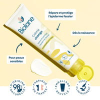 Texture onctueuse et protectrice de la Crème Change Biolane, idéale pour la peau fragile des bébés