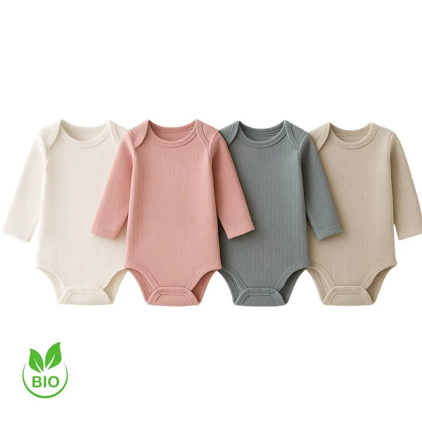 Body bébé blanc, gris, rose,  en coton biologique doux - NounaBaby Dakar Sénégal