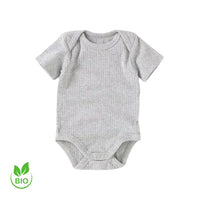 Body gris pour bébé en coton bio respirant, adapté au climat sénégalais