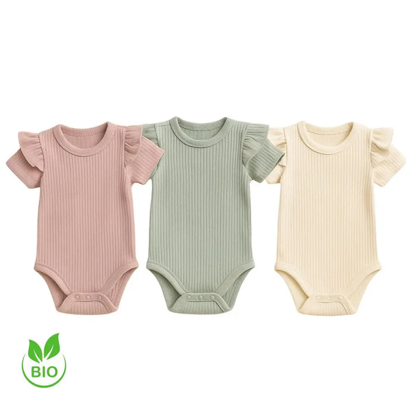 Body bébé coton bio crème beige vert rose doux et respirant – Boutique NounaBaby Dakar