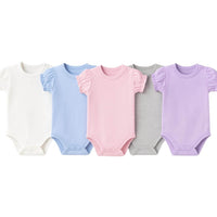 Body bébé violet lavande,rose,gris,blanc,bleu, manches courtes, coton doux – NounaBaby Dakar