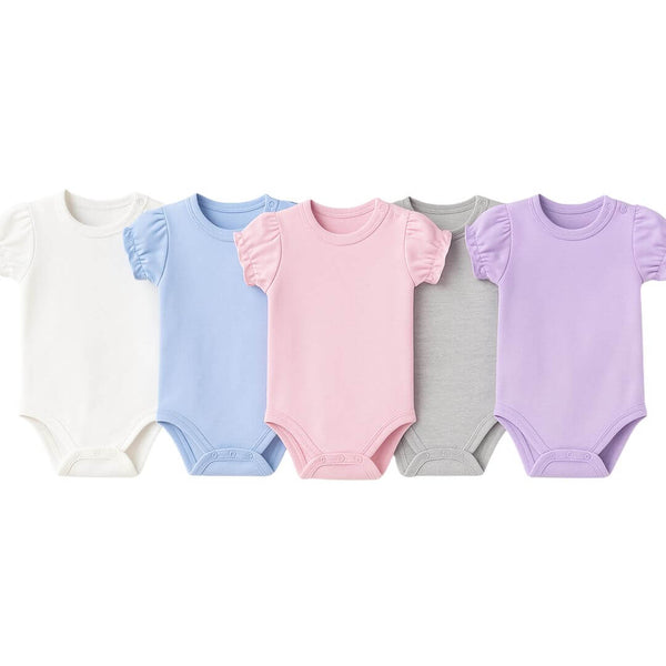 Body bébé violet lavande,rose,gris,blanc,bleu, manches courtes, coton doux – NounaBaby Dakar