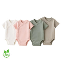 Vêtement body croisé bébé blanc, vert, gris, rose pur coton bio et hypoallergénique – Dakar