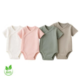 Vêtement body croisé bébé blanc, vert, gris, rose pur coton bio et hypoallergénique – Dakar