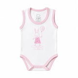 Body débardeur bébé fille blanc avec contours roses 100 % coton, taille 18 mois
