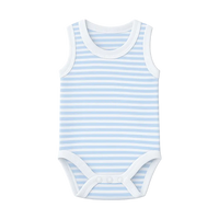 Body débardeur bébé garçon blanc et bleu rayé 100 % coton, taille 12 mois