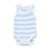 Body débardeur bébé garçon blanc et bleu rayé 100 % coton, taille 12 mois