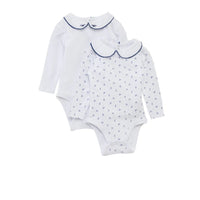lot de 2 body bébé fille col Claudine bleu banc brodé nounababy dakar senegal