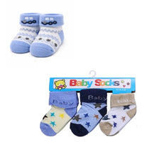 Chaussettes bébé garçon bleues avec motif voiture