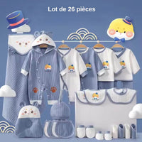 Coffret naissance 26 pièces bébé garçon bleu Cute Angel avec vêtements, bonnet, couverture, bavoirs et accessoires – cadeau idéal à Dakar.