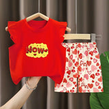 Ensemble bébé fille rouge cœur – vêtement coton Dakar