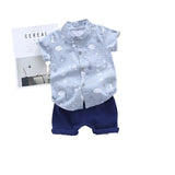 Ensemble été bébé garçon bleu clair – Chemise coton à motifs – NounaBaby Dakar