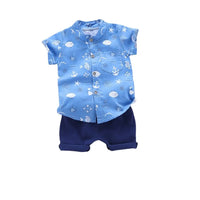 Tenue bébé garçon été coton bleu océan – boutique enfant Dakar 