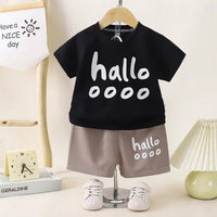Ensemble t-shirt short coton enfant noir beige Dakar