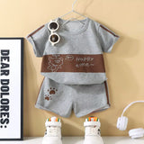 Ensemble t-shirt short enfant gris marron Dakar NounaBaby