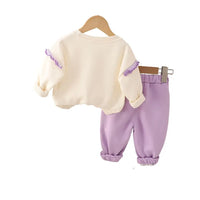 Ensemble fille 3 à 5 ans en coton lavande avec nœud vus de dos – NounaBaby Dakar