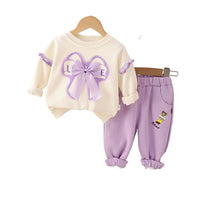 Ensemble fille 3 à 5 ans en coton lavande avec nœud – NounaBaby Dakar