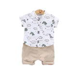 Ensemble été garçon imprimé dinosaures blanc - NounaBaby Dakar