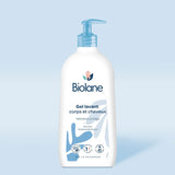 Gel lavant Biolane 2 en 1 pour bébé, corps et cheveux, flacon 750ml
