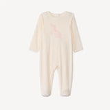 Grenouillère bébé fille beige motif licorne