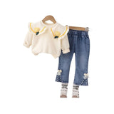 Ensemble fille coton beige et jean bleu 3 à 5 ans – NounaBaby Dakar