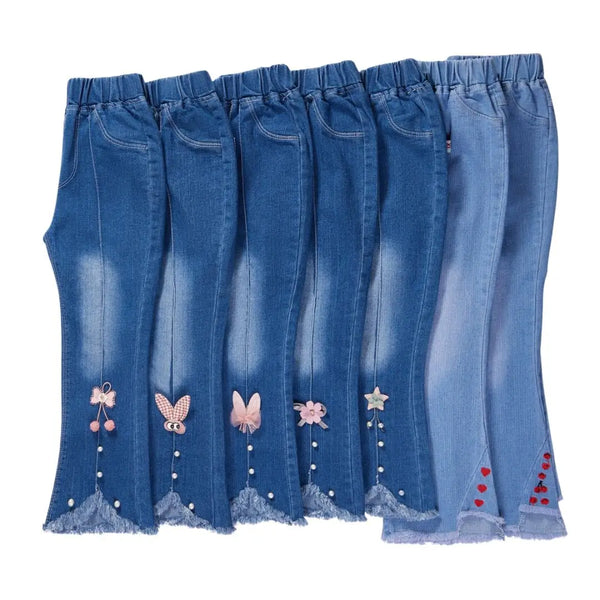 Jean fille coton doux décoré perles et nœuds – NounaBaby Dakar.