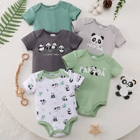 Lot de 5 bodies bébé panda en coton manches courtes NounaBaby Dakar