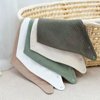 Lot de bavoirs bandana coton unis pour bébé – teintes naturelles – NounaBaby Sénégal