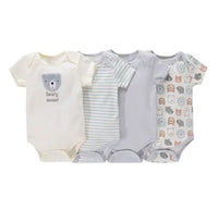 Lot de coton Dakar composé de 4 body bébé 100% coton bleu clair NounaBaby