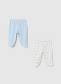 Lot de pantalons bébé bleu coton avec pieds NounaBaby Dakar