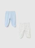 Lot de pantalons bébé bleu coton avec pieds NounaBaby Dakar