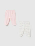 Lot de 2 pantalons bébé rose avec pieds coton Dakar