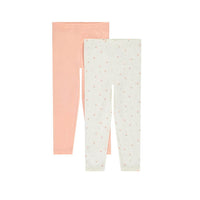 lot de 2 leggings pour fille bébé de couleur orange et beige Dakar 