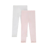 lot de 2 leggings pour fille bébé de couleur rose et blanc Dakar 
