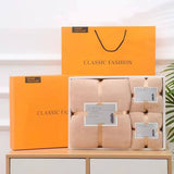Coffret cadeau serviettes de bain en coton velours corail – couleur marron