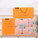 Coffret cadeau serviettes de bain en coton velours corail – couleur rose