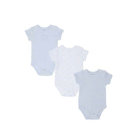 lot de 3 body de bébé garçon coton bio bleu, blanc nounababy Dakar 