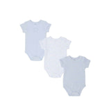 lot de 3 body de bébé garçon coton bio bleu, blanc nounababy Dakar 