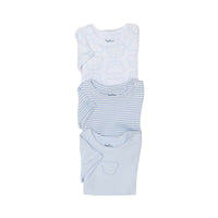 lot de 3 body de bébé garçon coton bio bleu, blanc nounababy Dakar 