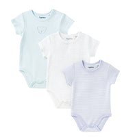 lot de 3 body de bébé garçon coton bio bleu, blanc nounababy Dakar 
